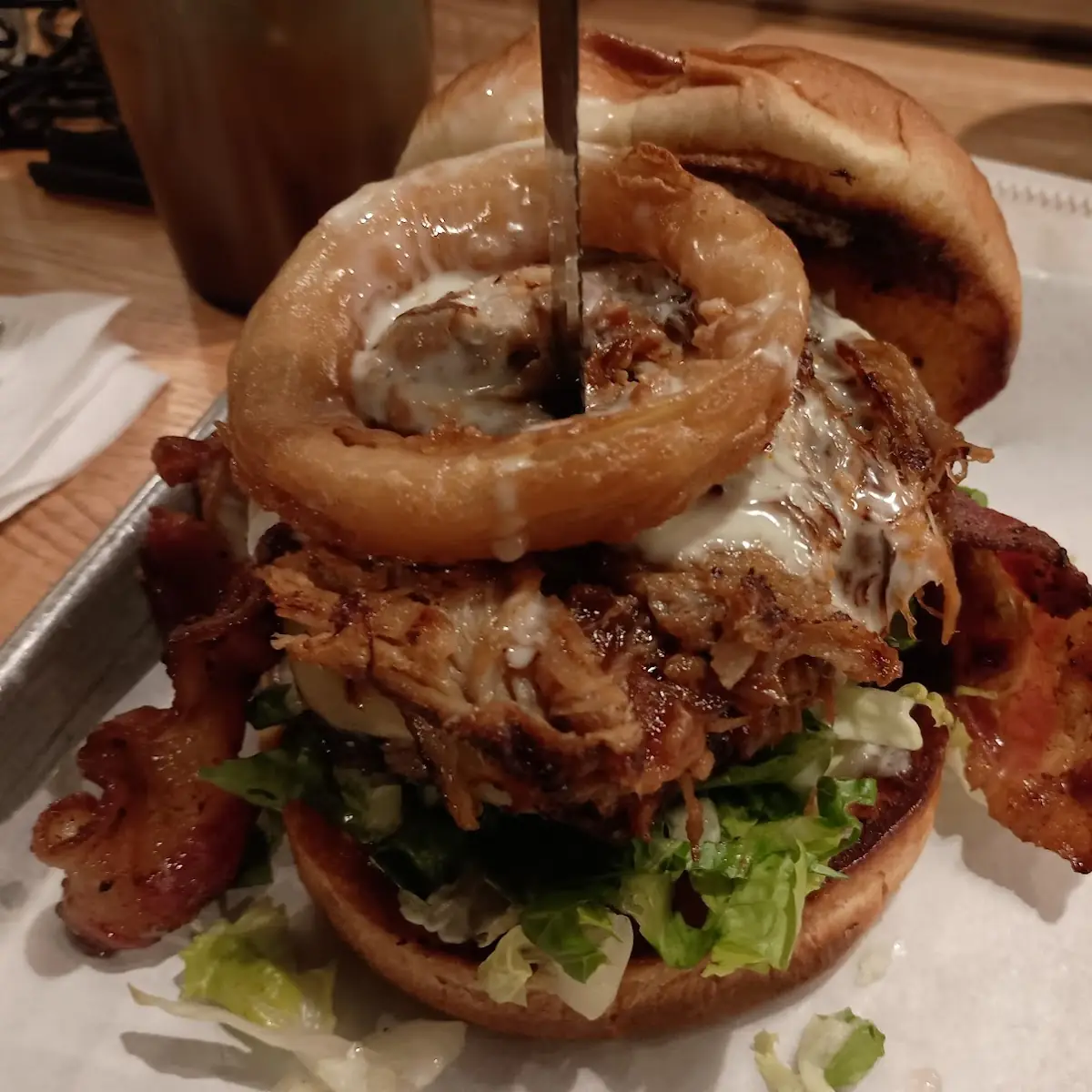 Bacon Cheeseburger with Onion Rings