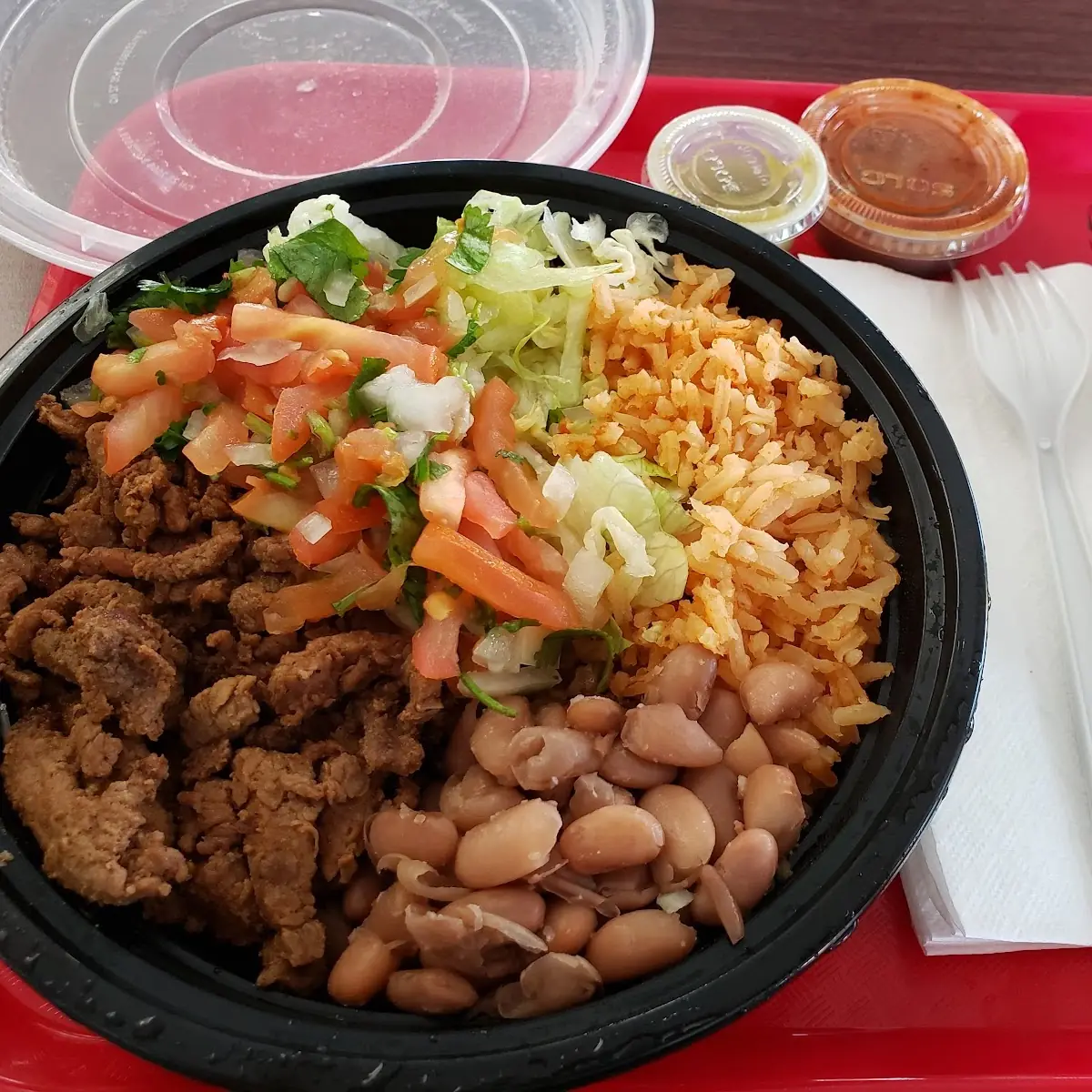 Calibowl Rice Beans Pico De Gallo Lettuce Steak