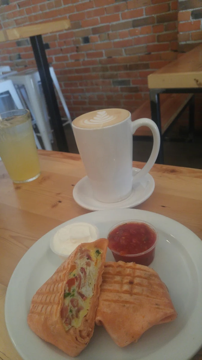 Breakfast Burrito and North Americam Latte, Bread Milk & Honey Cafe