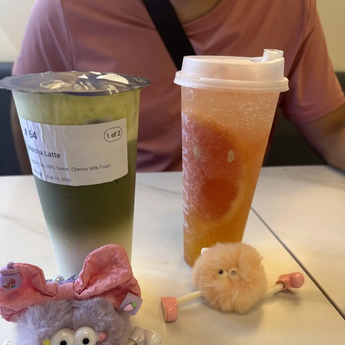 Matcha Latte with Cheese Foam and Grapefruit Overflow