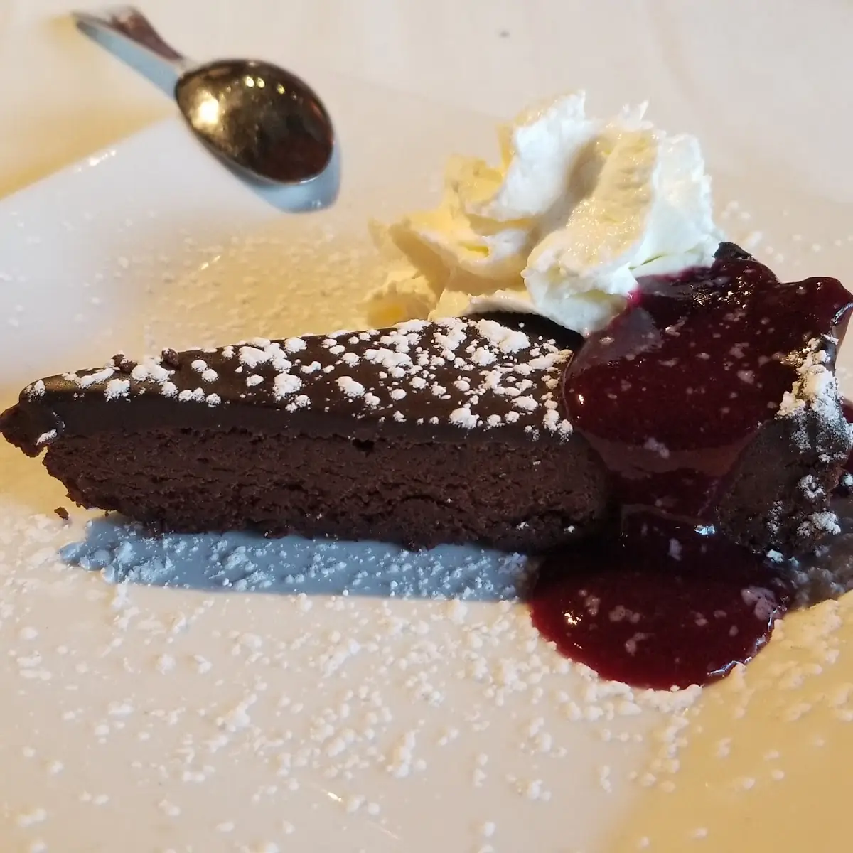 Flourless Chocolate Torte with Raspberry Sauce & Chantilly Cream