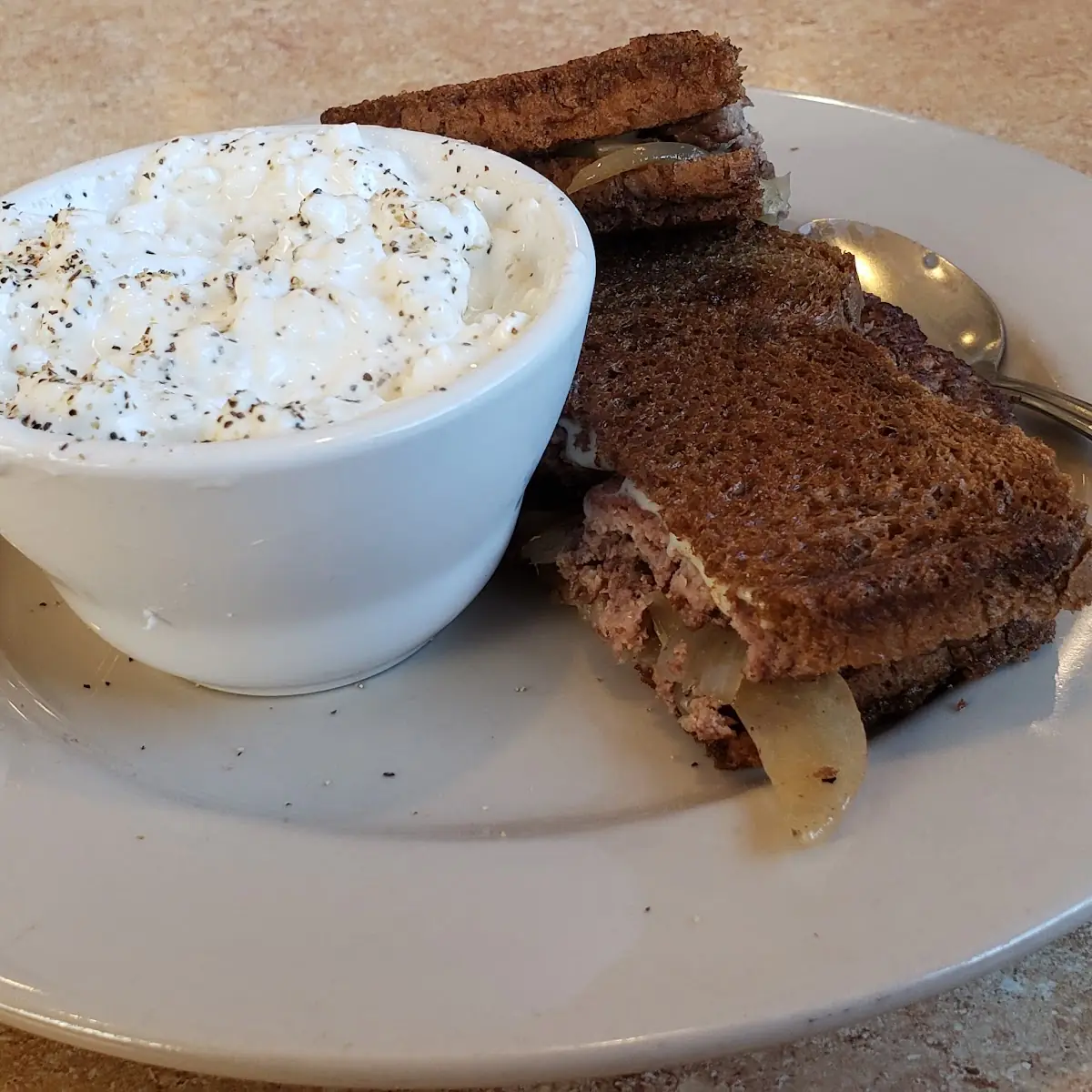 Patty Melt and Cottage Cheese