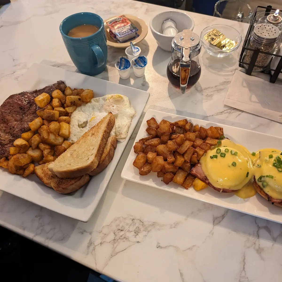 Steak & Eggs and Eggs Benedict at Sunday Brunch
