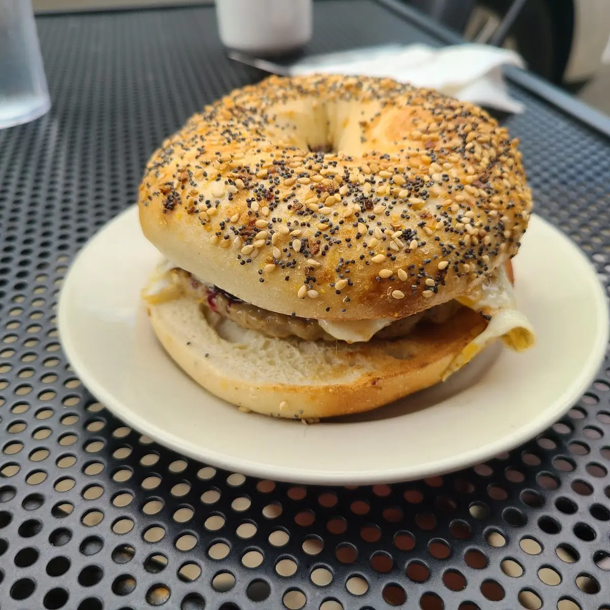 Breakfast Sandwich on Everything Bagel