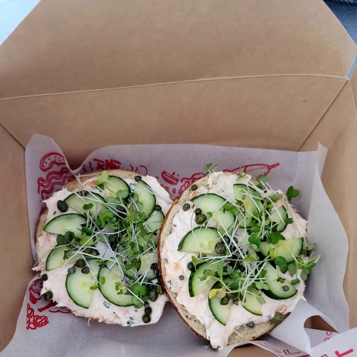 Everything Toasted Bagel Sando w Smoked Salmon Schmear