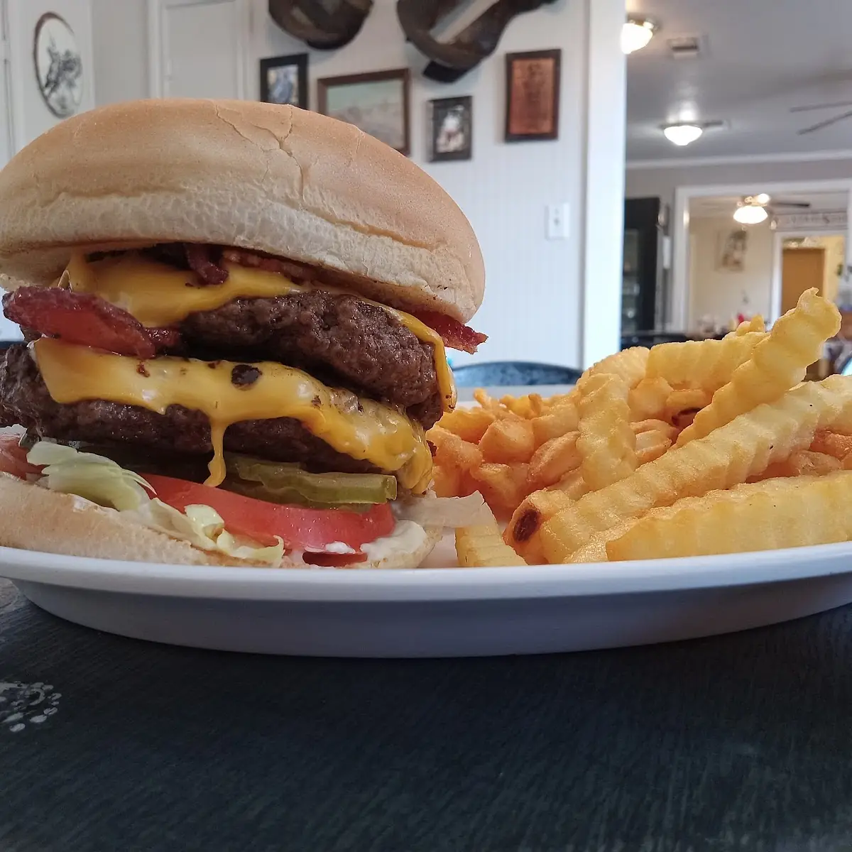 Double Cheeseburger with Bacon and Fries