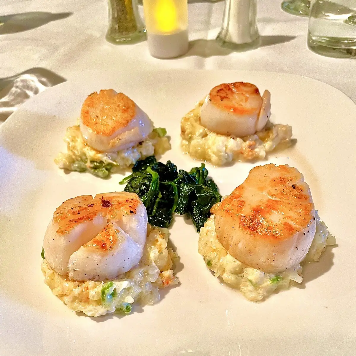 Sea Scallops over Lobster Risotto