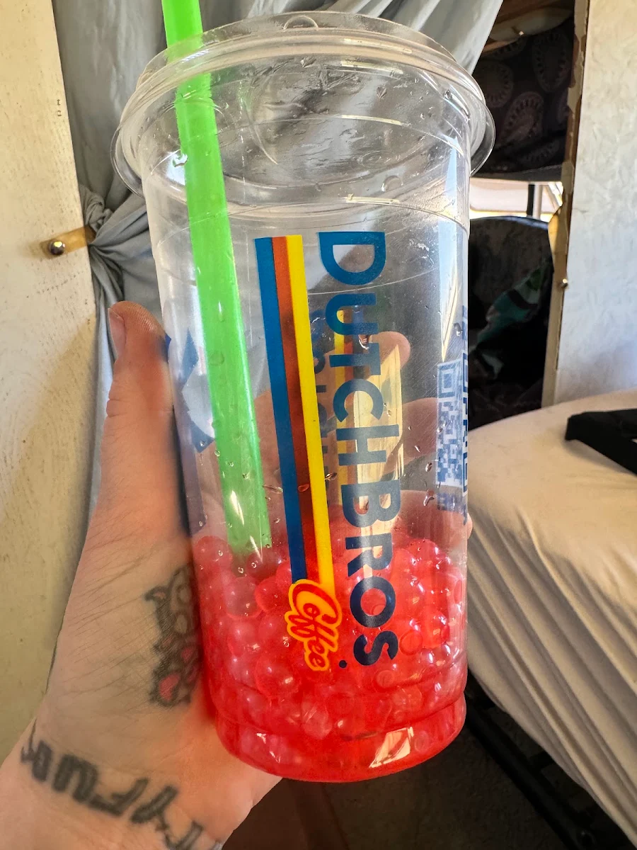 Passion Fruit Lemonade with Strawberry Boba