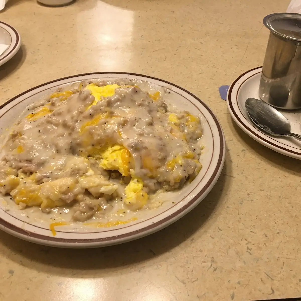 Sausage Biscuit and Gravy with Scrambled Eggs