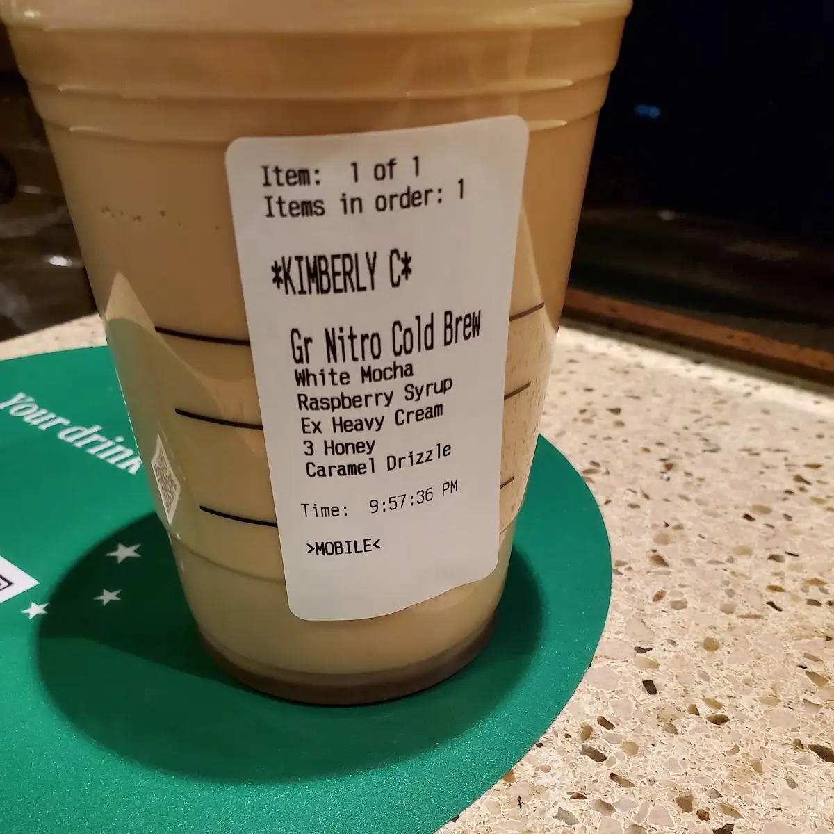 Nitro Cold Brew Iced Coffee with Heavy Cream