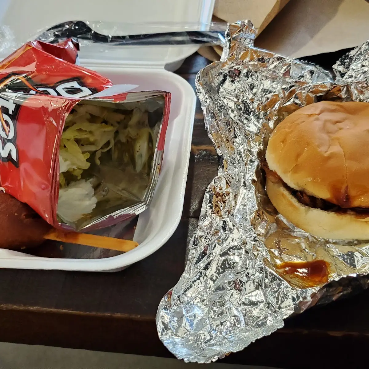 BBQ Chicken Sandwich with Walking Taco and Corn Dog
