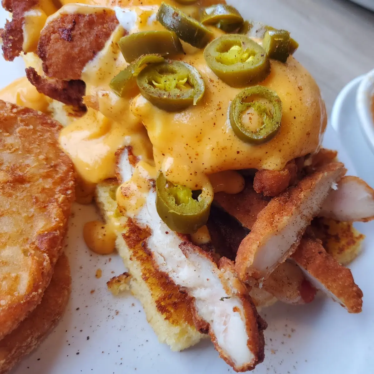 Spicy Fried Chicken Eggs Benedict