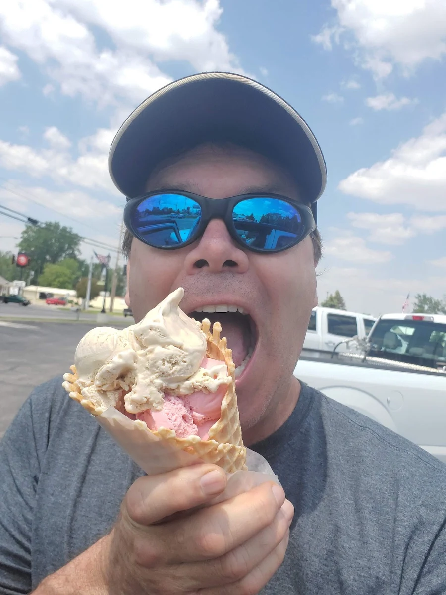 Salted Caramel and Black Cherry on a Waffle Cone