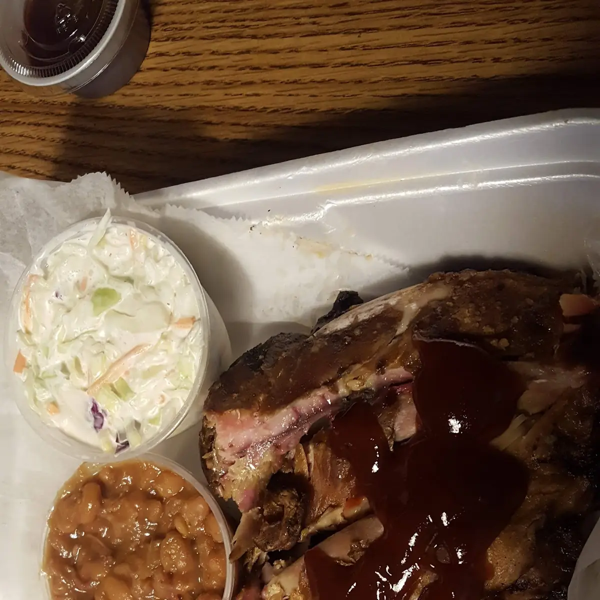 BBQ Ribs with Beans and Cole Slaw