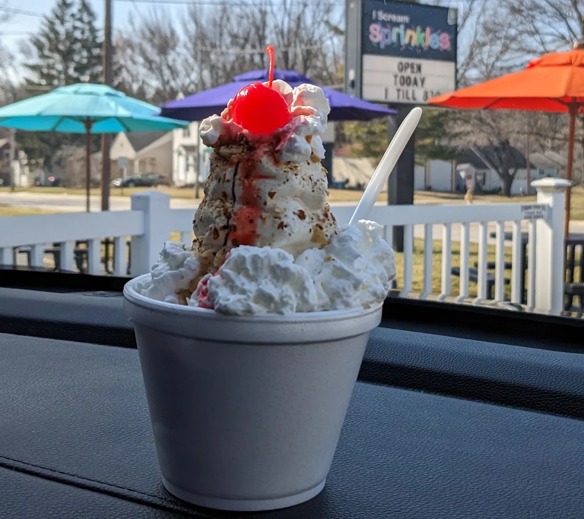 Medium Hot Fudge Sunday w Nuts Whipped Cream Cherry