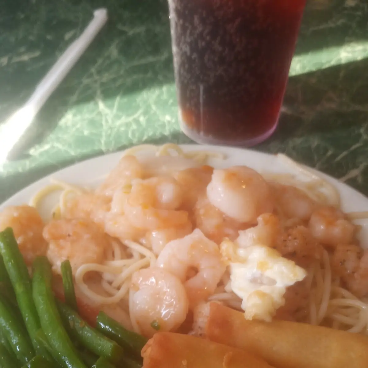 Shrimp with Lobster Sauce Green Beans Spring Roll