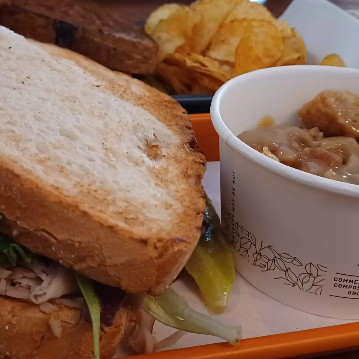 Club Sandwich and Caramel Bread Pudding