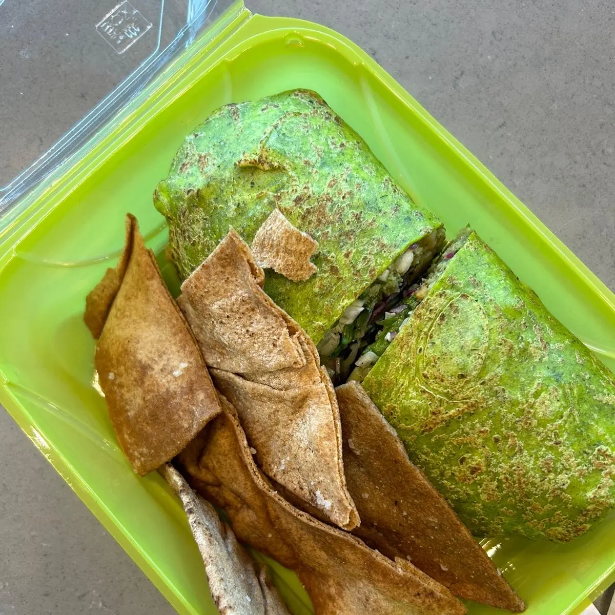 Falafel Wrap with Baked Pita Strips