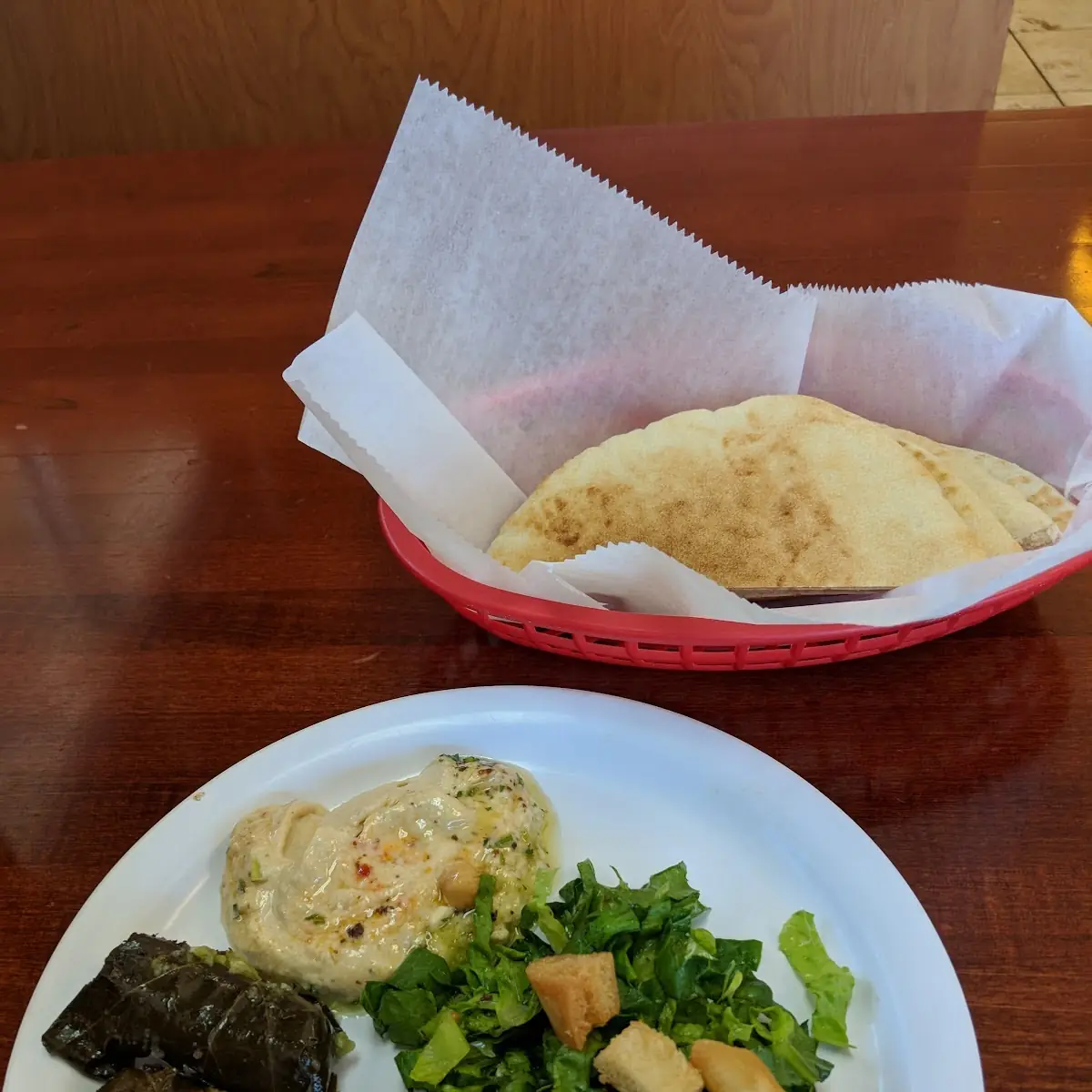 Stuffed Grape Leaves Hummus and Salads