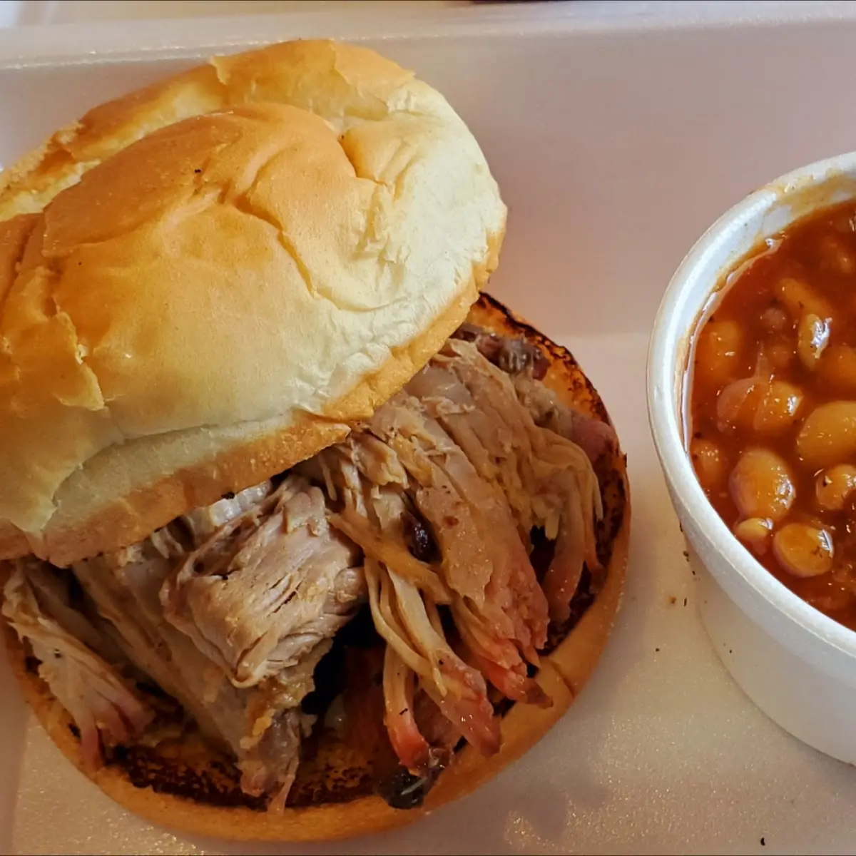 Pulled Pork Sandwich with Baked Beans