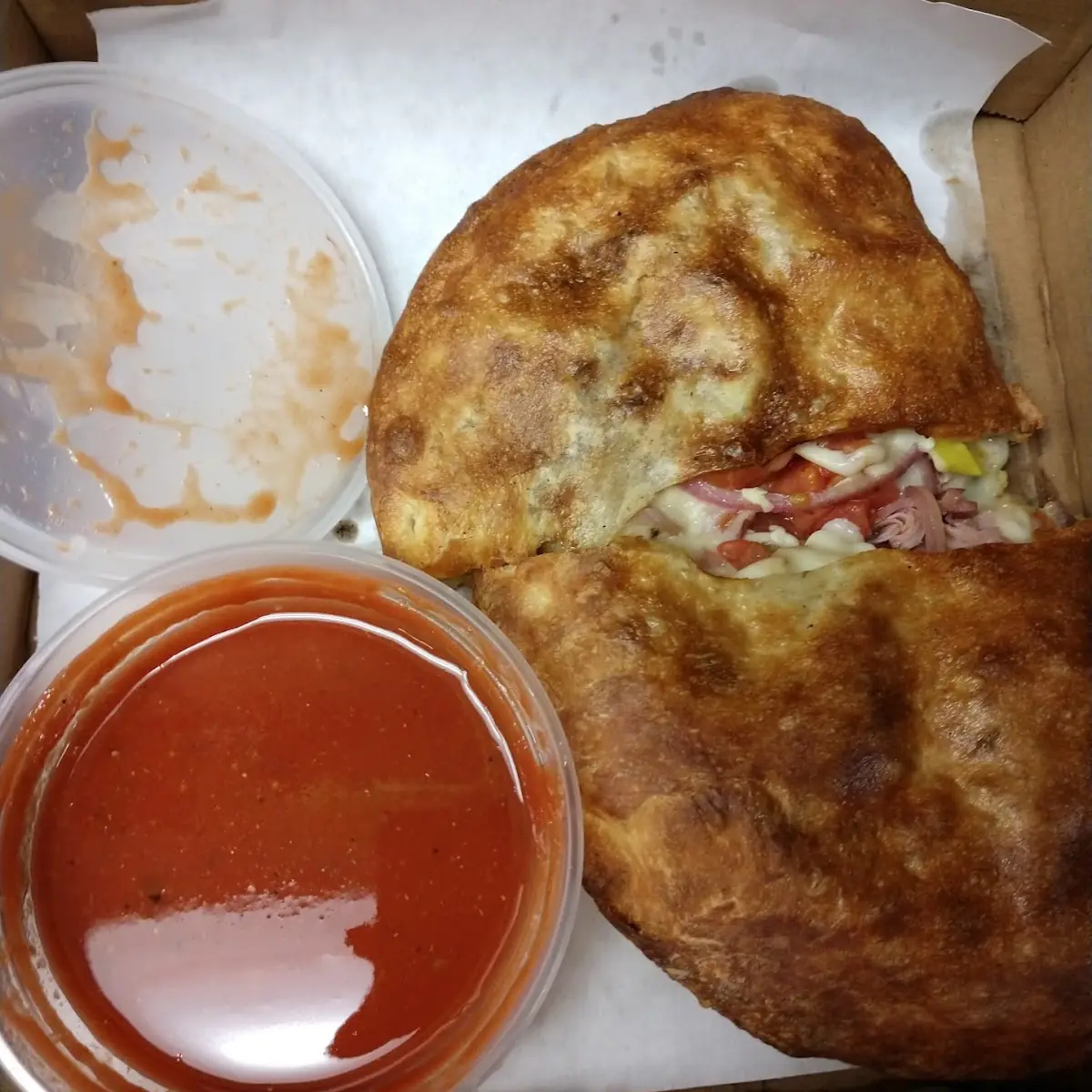 Grinder Calzone with Marinara Dipping Sauce