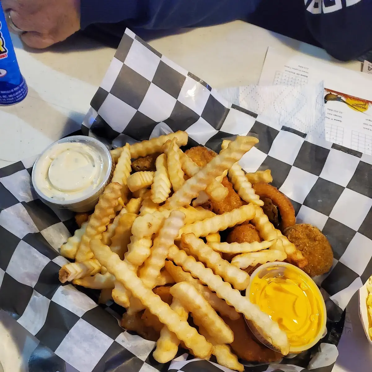 Fries Fried Pickles Cheese Curds Mozzarella Sticks