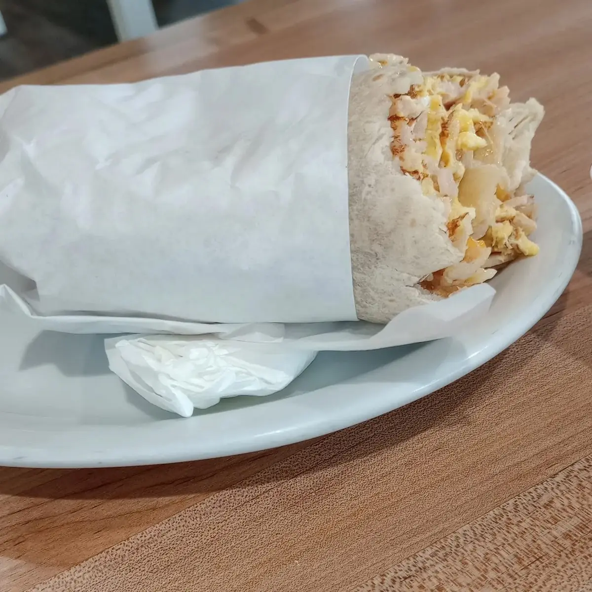 Bacon, egg  filled croissant