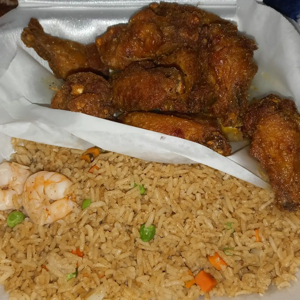 Lemon Pepper Wing and Shrimp Fried Rice