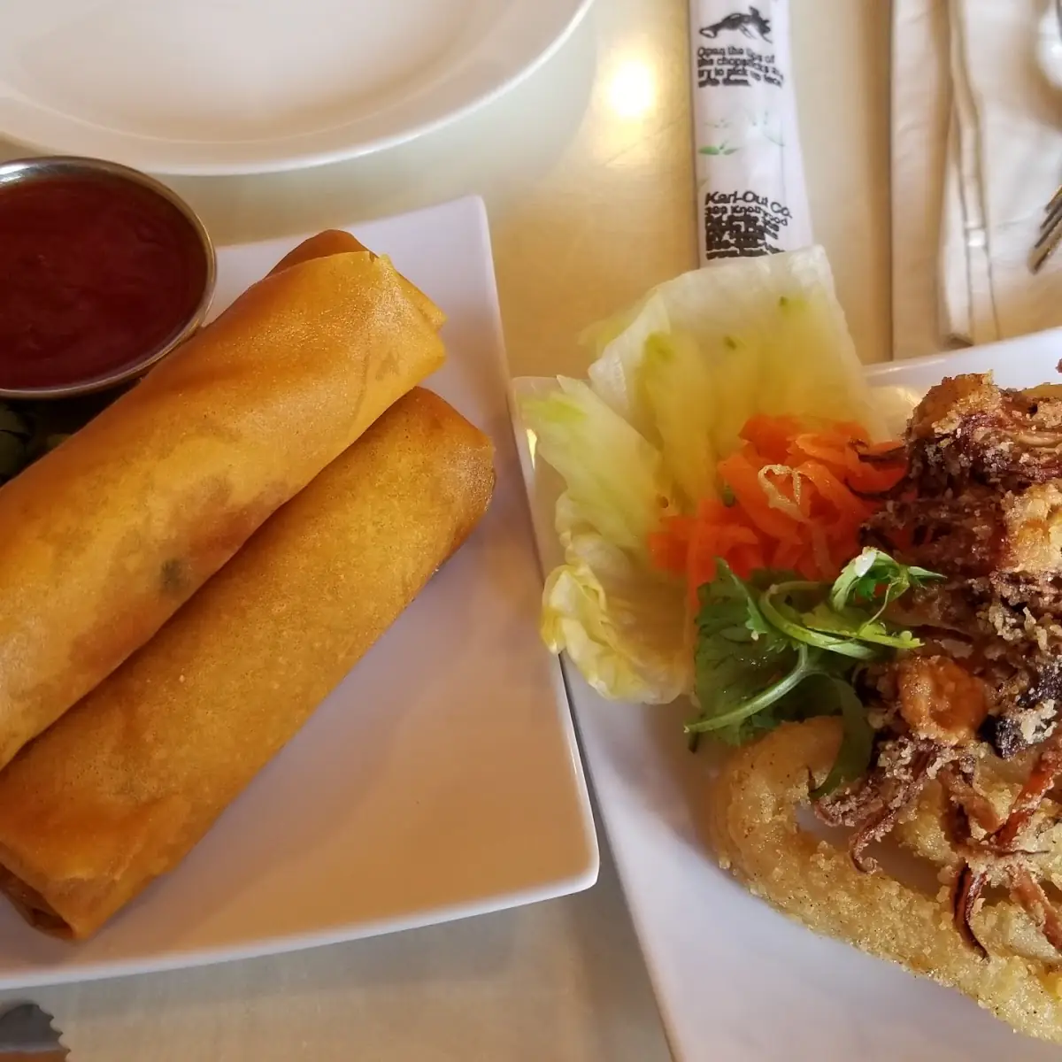Spring Rolls and Fried Calamari