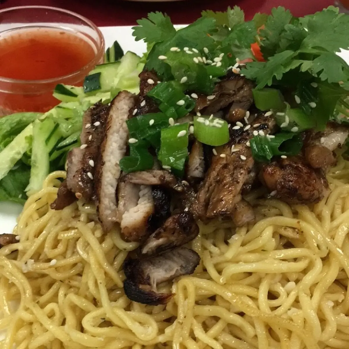 Grilled Chicken with Garlic Noodles