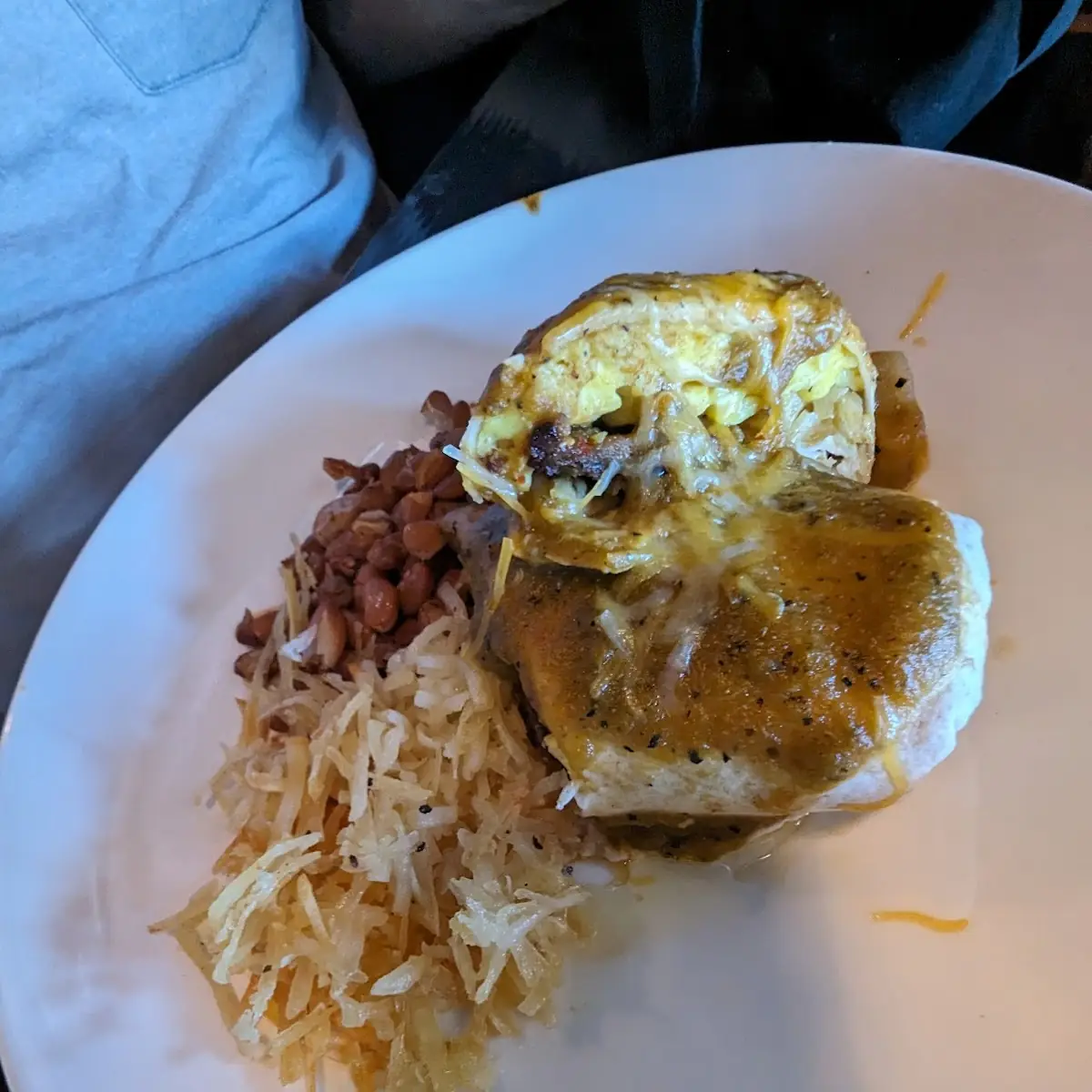 Green Chili Covered Breakfast Burrito