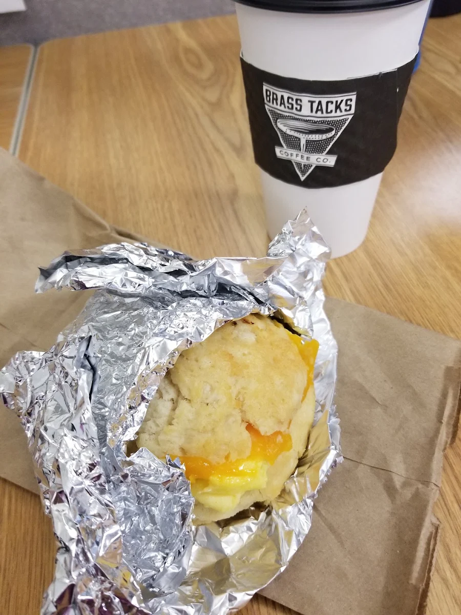 Egg & Cheese Biscuit w Hazelnut Chai Latte