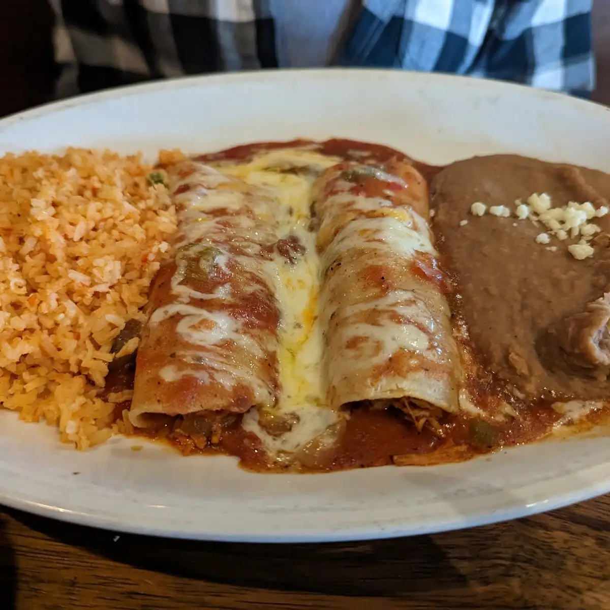 Cheese Enchiladas and Refried Beans