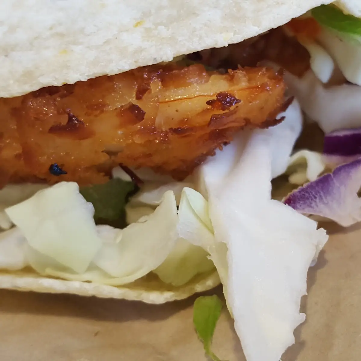 Fish Soft Taco Flour Tortilla Battered Alaskan Cod Fillets Tangy White Sauce Cabbage Mild Salsa