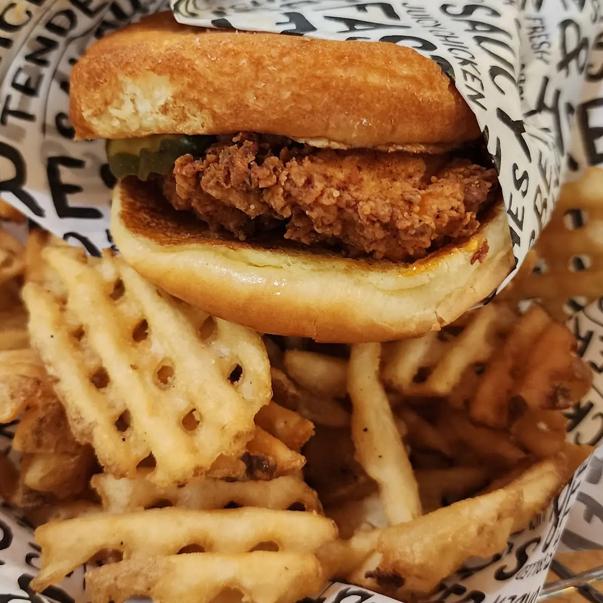 Crispy Chicken Sandwich with Tater Tots