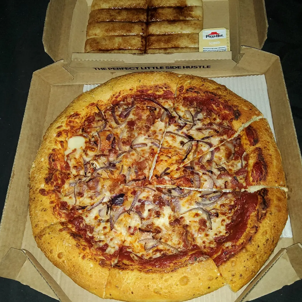 Bacon and Onion Stuffed Crust Pizza