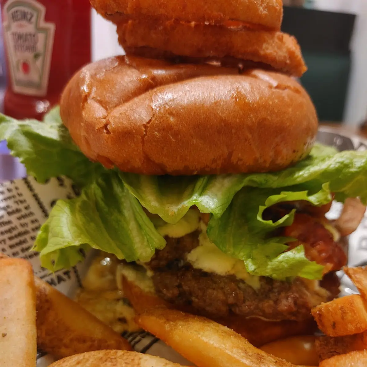 Double Bacon Blue Cheese Burger