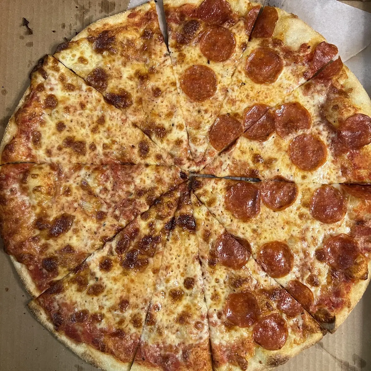 Half Cheese Half Pepperoni Pizza