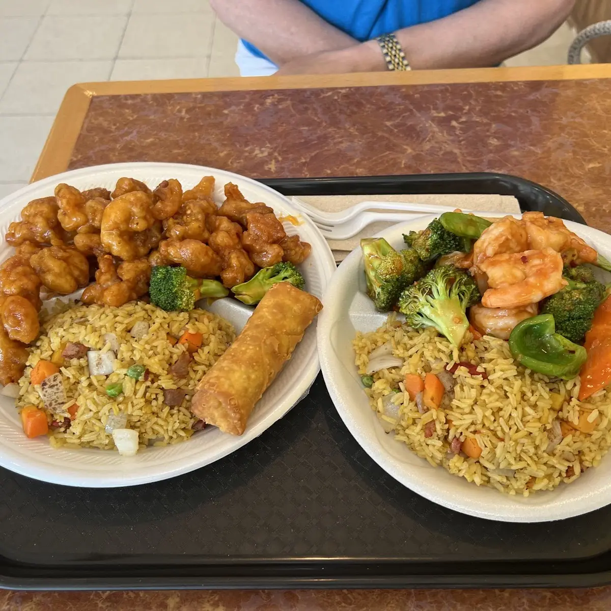 General TSO's Chicken Garlic Shrimp with Vegetable Fried Rice
