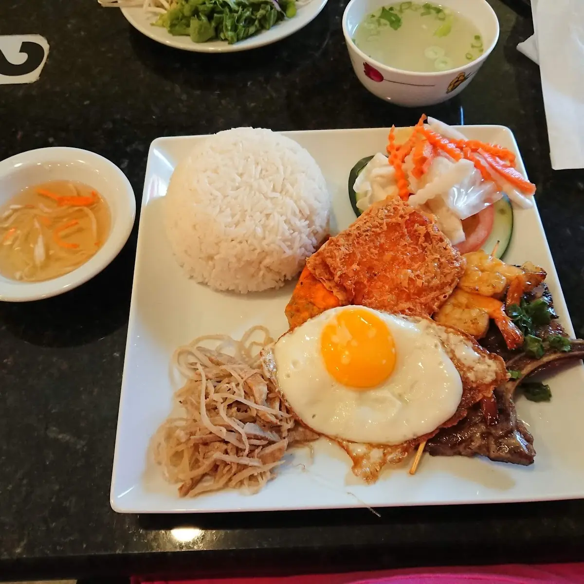 Cơm Sườn Đặc Biệt Combination Pork Chop Rice Plate
