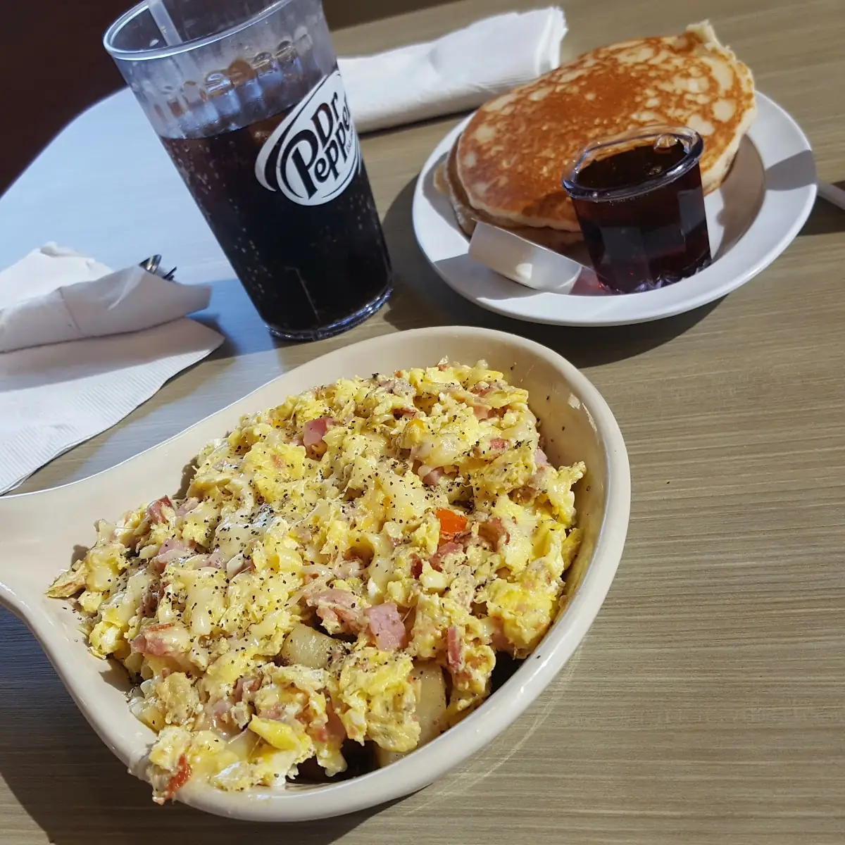 Three Meat Lovers Skillet with Pancakes