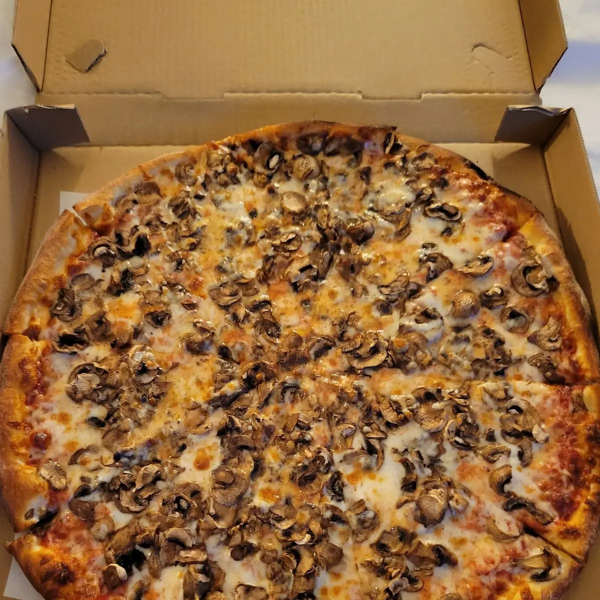 Large Thin Crust Double Mushroom Pizza