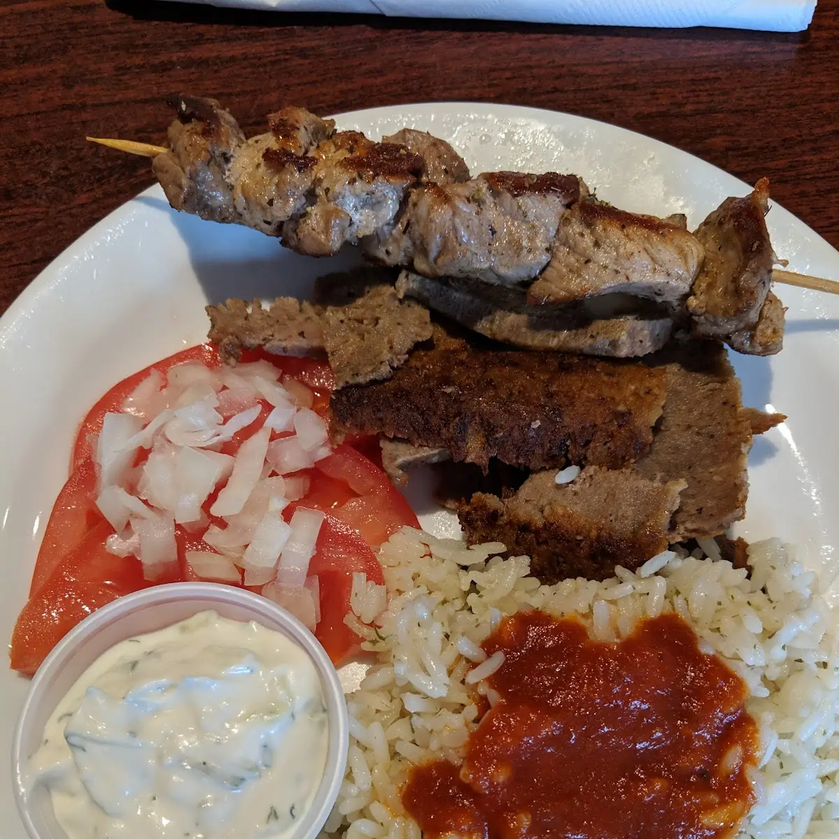 Souvlaki Gyro Combo Fried Rice, Stathis Grill