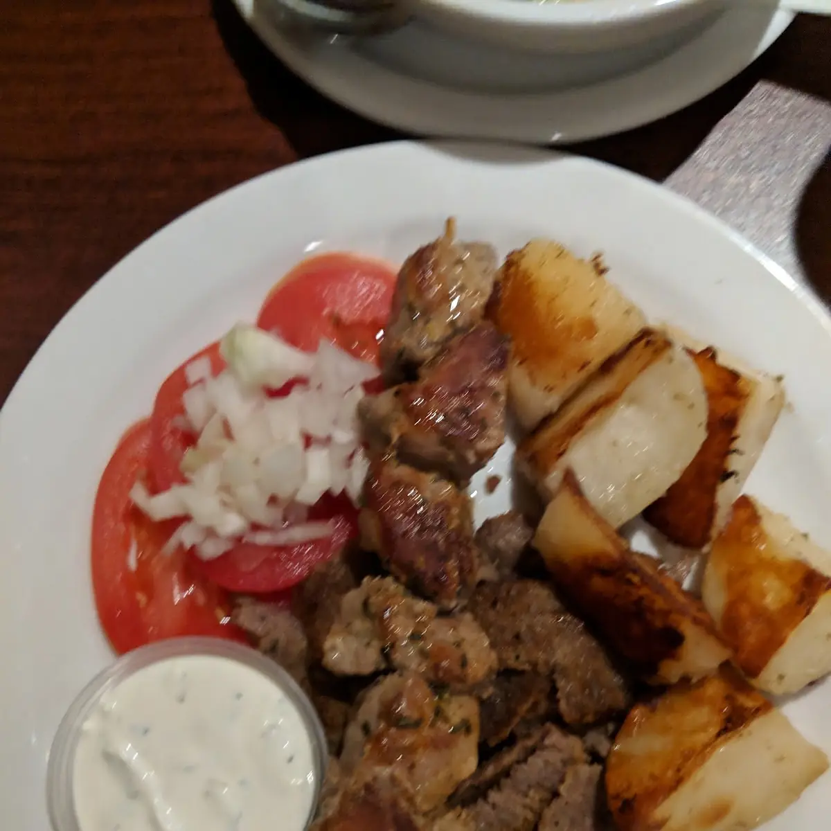 Souvlaki Gyro with Fried Potatoes, Stathis Grill