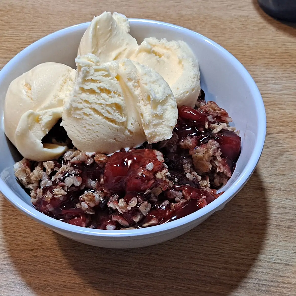 Cherry Cobbler with Vanilla Ice Cream