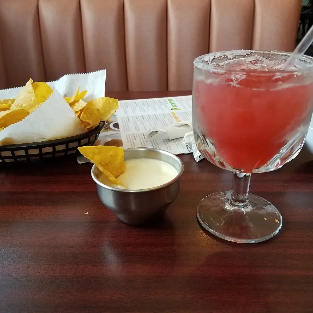 Cheese Dip & strawber5y Margarita