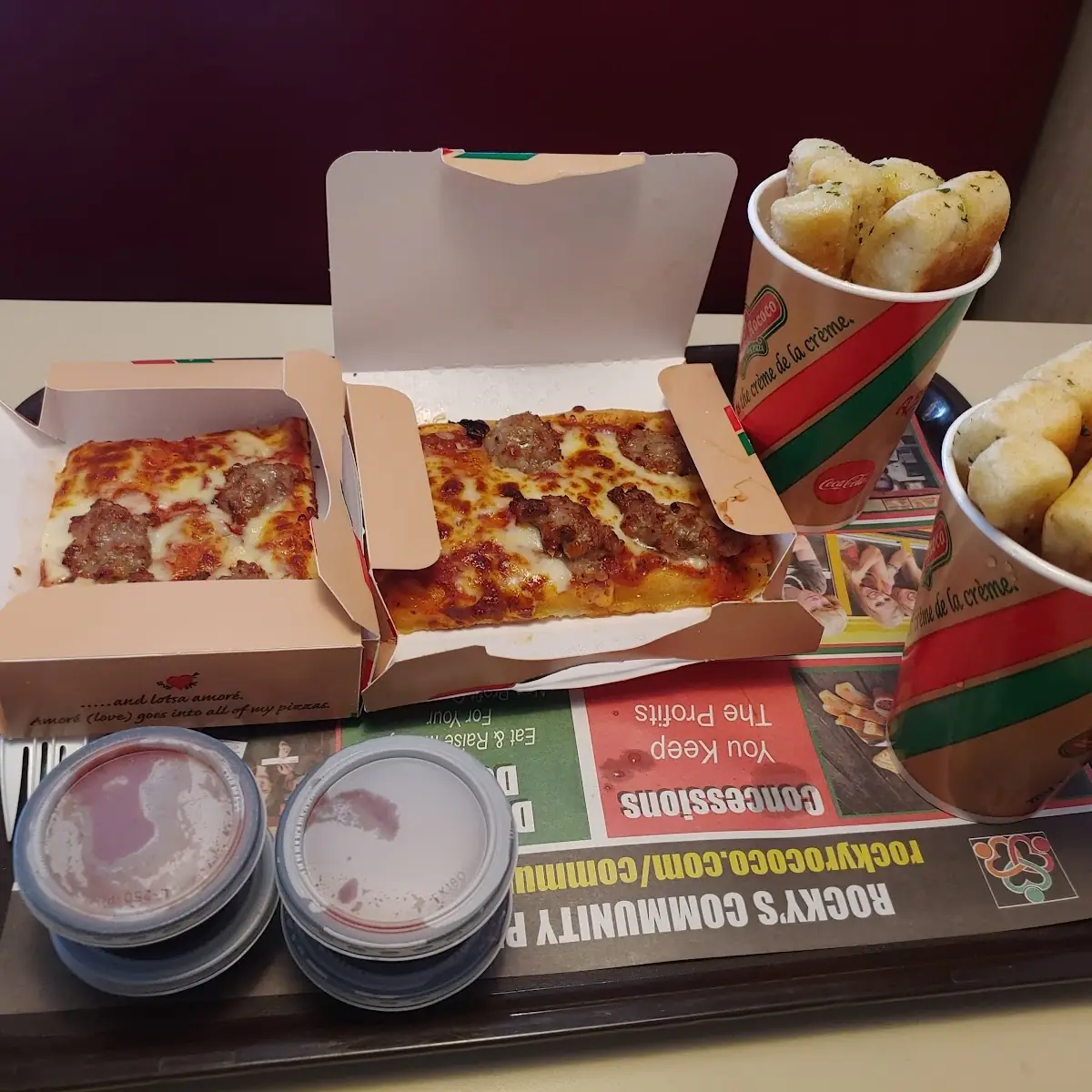 Sausage Pizza with Bread Sticks