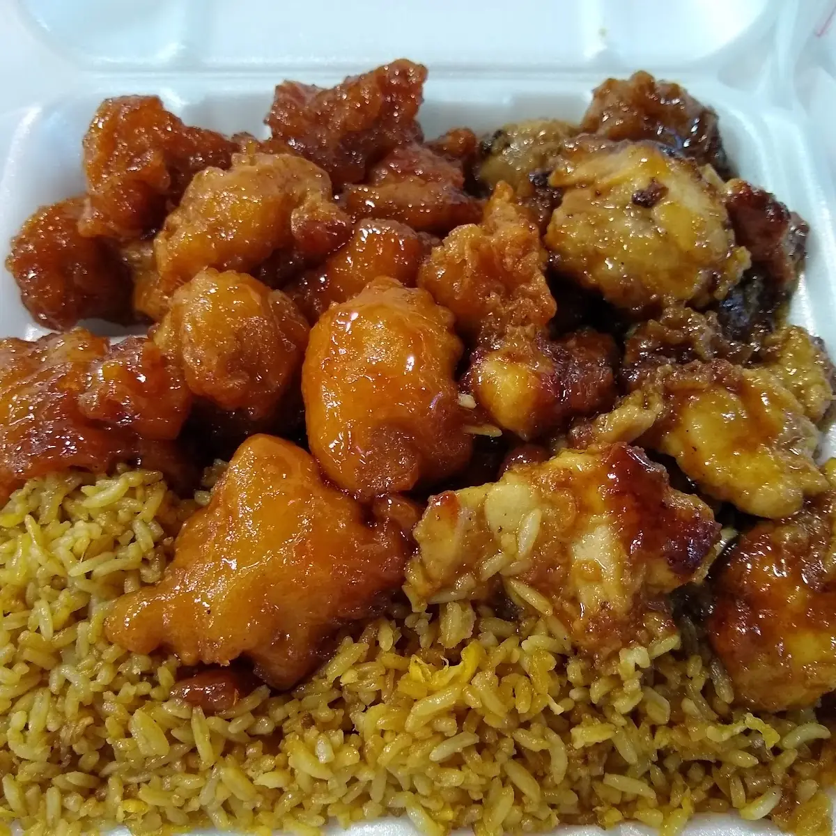 Bourbon and Orange Chicken with Egg Fried Rice