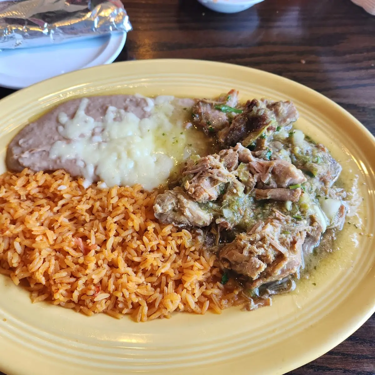 Chile Verde Plate with Beans&Rice