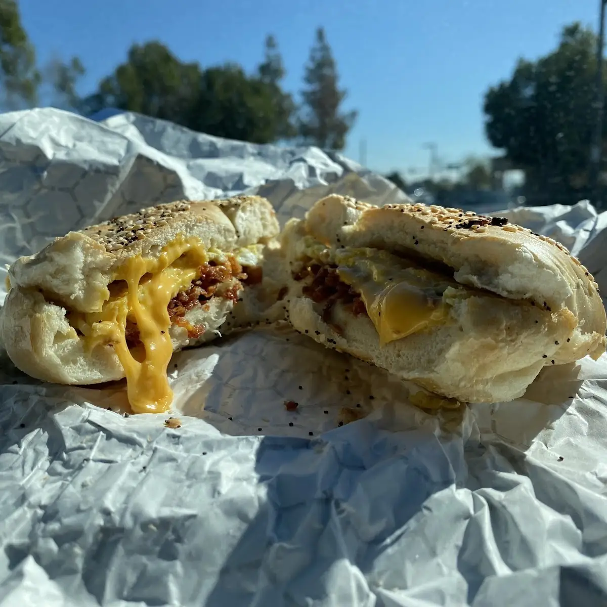 White Bagel with Bacon Egg and Cheese
